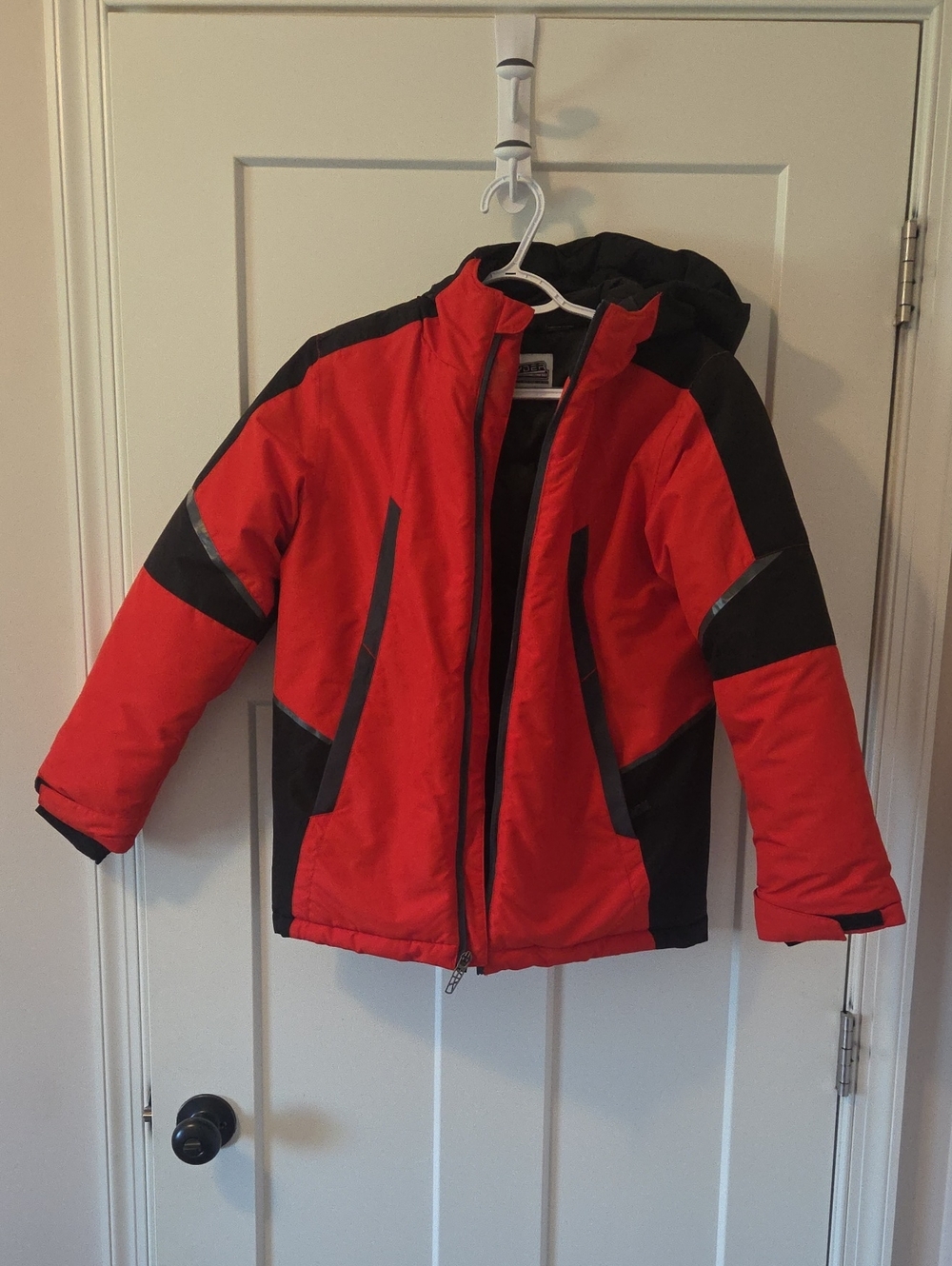 Spyder Red and Black Boys Hooded Puffer Jacket